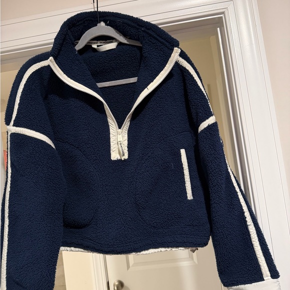 free people movement Tops - FP Movement Navy Crop Fleece Hoodie Worn Twice